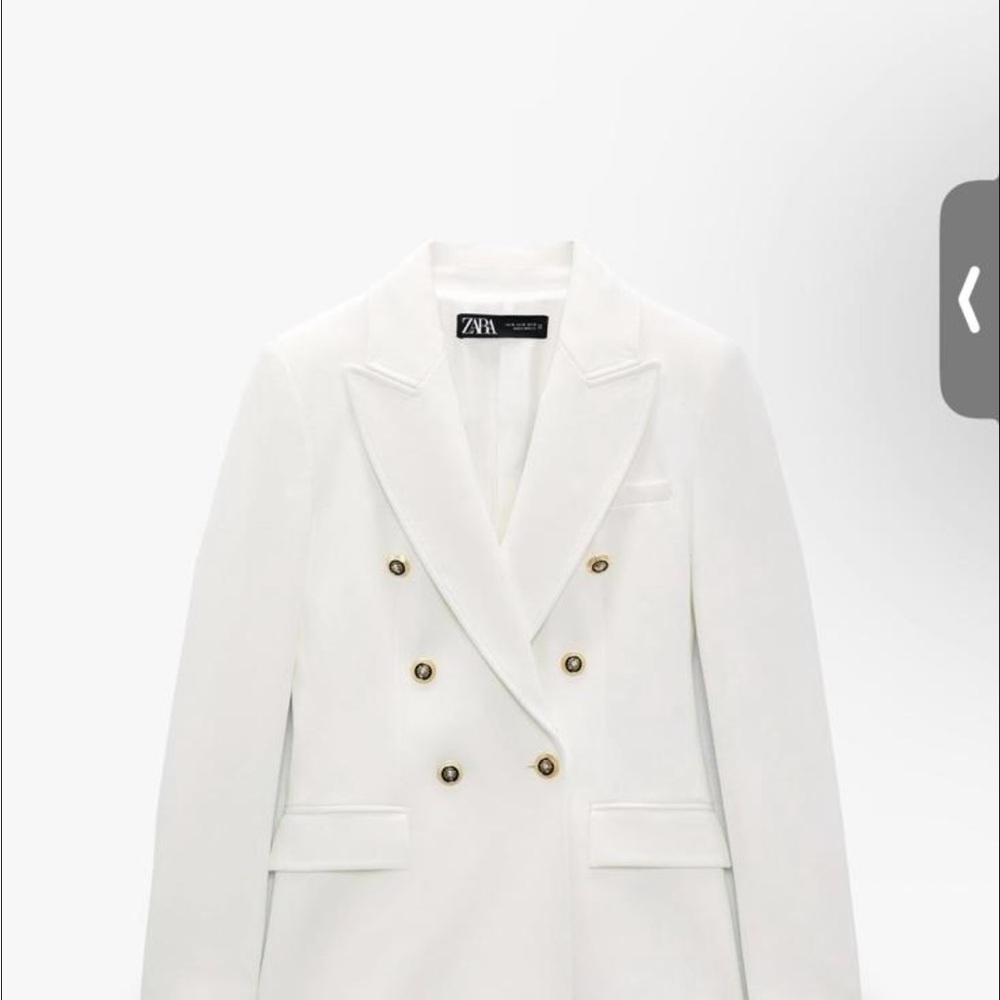 Zara Women's White Blazer with Gold Buttons